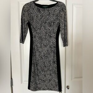 Lauren Elegant Black and White Patterned Dress